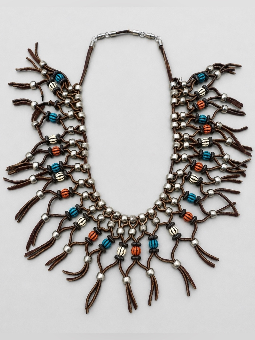 Vintage Boho‎ Tribal Fringe Statement Necklace Southwestern Beaded Festival